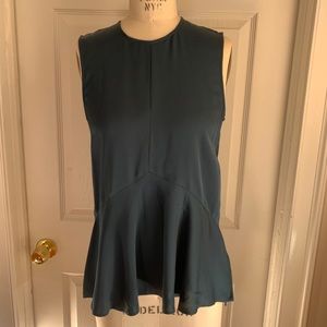 Dark green Theory sleeveless silk blouse
